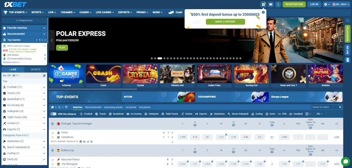 1xBet Sportsbook and Casino Screenshot